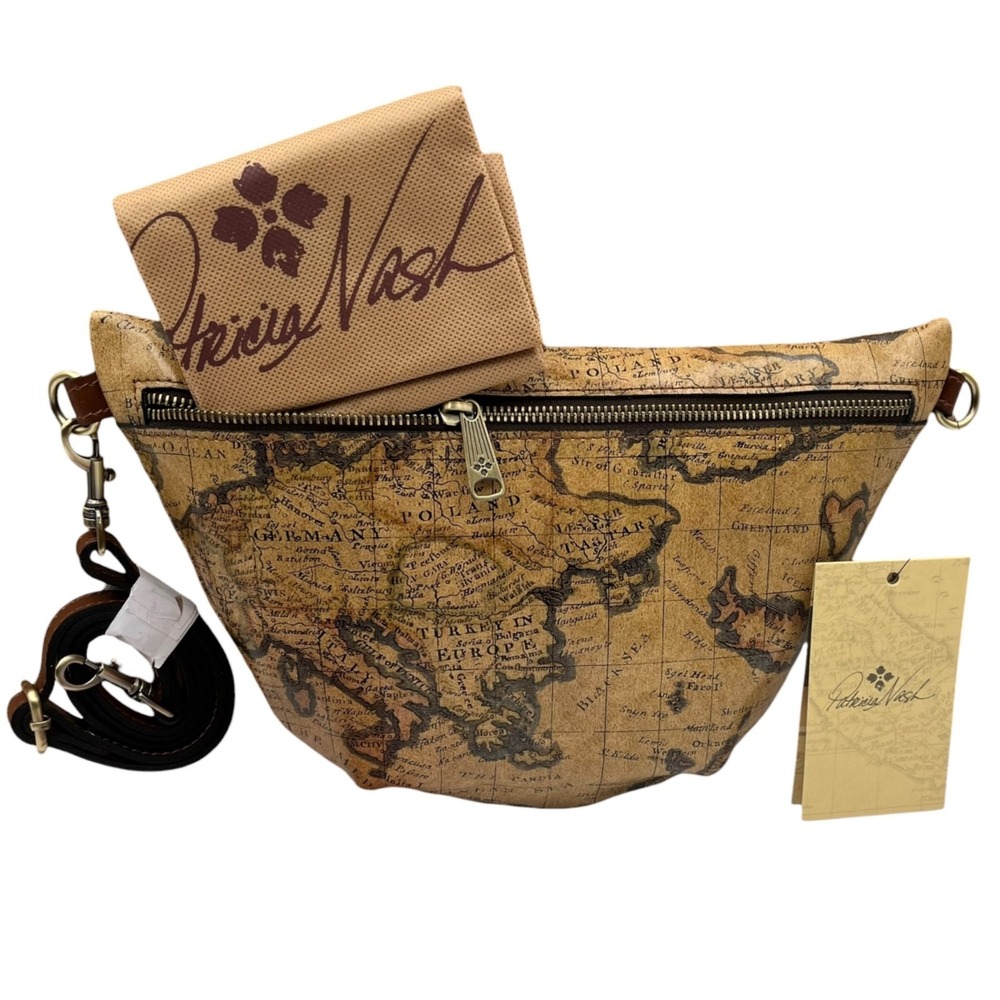 Patricia Nash Tinchi Convertible Belt Bag To Crossbody European Map Print Tan‎